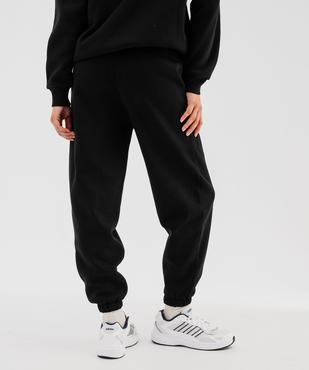 Pantalon de jogging en molleton uni à taille élastiquée femme vue3 - GEMO 4G FEMME - GEMO
