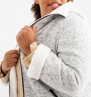 Manteau à capuche en maille bouclette et doublure peluche femme grande taille vue3 - GEMO (G TAILLE) - GEMO