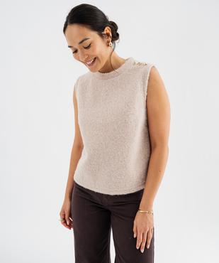 Pull sans manches col rond femme vue2 - GEMO(FEMME PAP) - GEMO