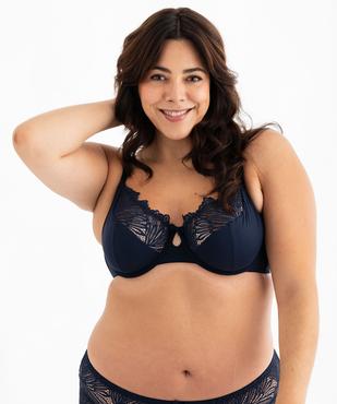 Soutien-gorge emboitant en microfibre et dentelle femme grande taille vue2 - GEMO(HOMWR FEM) - GEMO