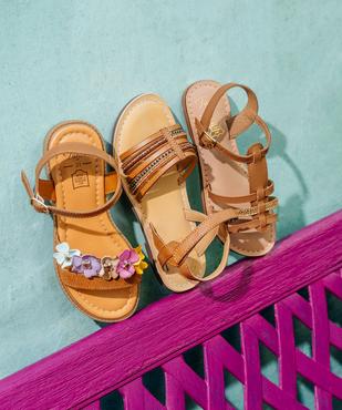 Sandales fille avec brides en cuir avec fleurs fantaisie - Taneo vue7 - TANEO GEMO FOR GOOD - GEMO