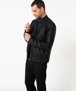 Blouson homme biker en cuir imitation vue2 - GEMO (HOMME) - GEMO