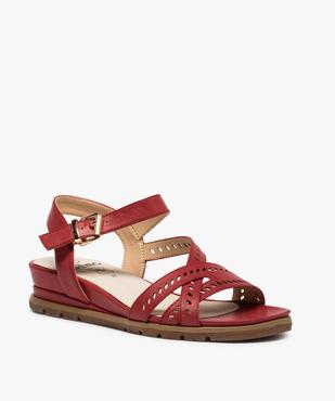 Sandales femme à petit talon compensé et brides ajourées vue2 - GEMO (CASUAL) - GEMO