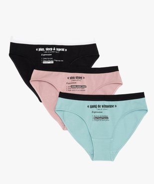 Culotte fille avec coton bio imprimé (lot de 3) vue1 - GEMO 4G FILLE - GEMO