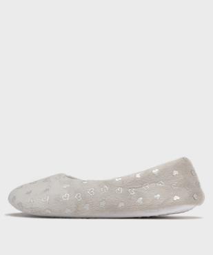 Chaussons ballerines en velours motifs coeurs femme vue3 - GEMO(HOMWR FEM) - GEMO