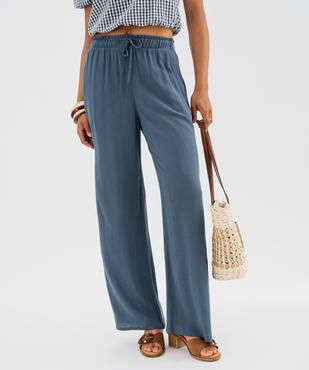 Pantalon large en viscose froissée femme vue1 - GEMO 4G FEMME - GEMO