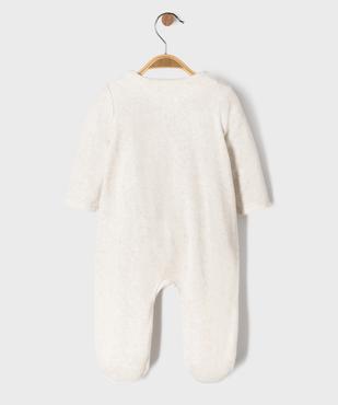 Pyjama en velours ouverture devant avec motif bébé vue3 - GEMO 4G BEBE - GEMO