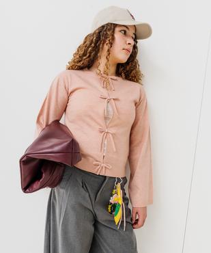 Pull gilet avec noeud sur l’avant fille  vue2 - GEMO (JUNIOR) - GEMO