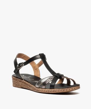 Sandales femme à brides fines et petit talon compensé  vue2 - GEMO (CASUAL) - GEMO