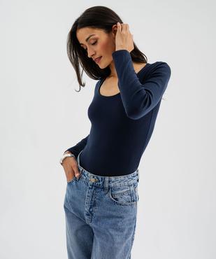 Body en maille côtelée à grand col rond femme vue1 - GEMO(FEMME PAP) - GEMO