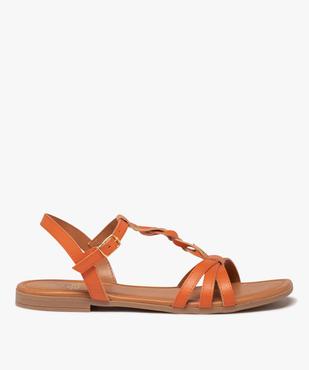 Sandales femme unies à talon plat avec bride centrale tressée vue2 - GEMO (CASUAL) - GEMO