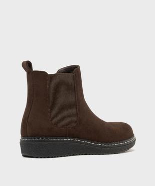 Boots en suédine avec doublure chaude et élastique latéral femme - G'flex vue4 - G'FLEX - GEMO