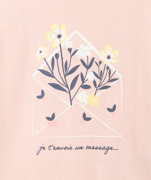 Tee-shirt fille loose à imprimé fleuri et message vue2 - GEMO (ENFANT) - GEMO