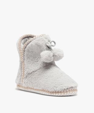 Chaussons femme boots en fourrure imitation et passementerie vue2 - GEMO(HOMWR FEM) - GEMO