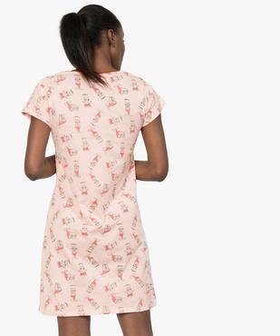 Chemise de nuit imprimée à manches courtes femme vue3 - GEMO 4G FEMME - GEMO