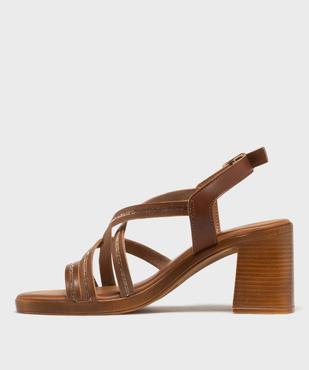 Sandales à talon flare, semelle intérieure cuir et brides à strass femme - Tanéo vue3 - FOLLOW ME - GEMO