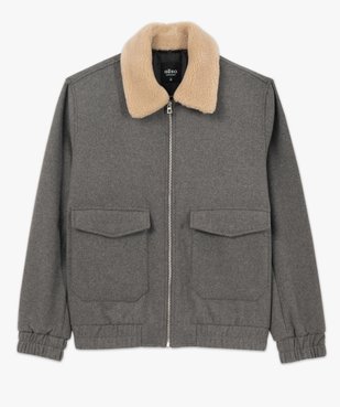 Blouson aviateur lainage et col en fourrure imitation homme vue4 - GEMO 4G HOMME - GEMO