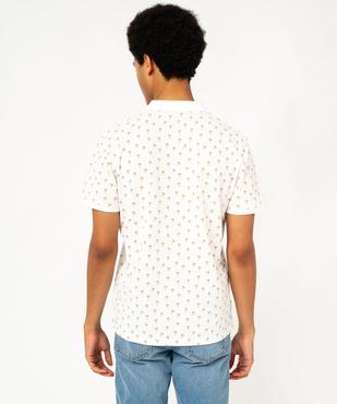 Polo manches courtes en maille de coton piquée à motifs palmies homme vue3 - GEMO 4G HOMME - GEMO