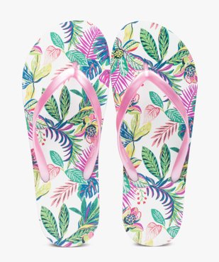 Tongs femme à fines brides et semelle imprimée fleurs vue1 - GEMO (PLAGE) - GEMO