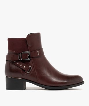Boots femme à petit talon et bout amande avec brides fantaisie  vue2 - GEMO (CASUAL) - GEMO