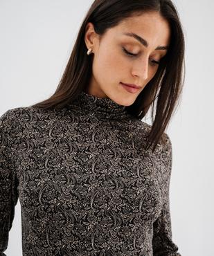 Tee-shirt manches longues et col roulé imprimé femme vue2 - GEMO 4G FEMME - GEMO