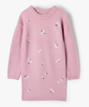 Robe pull fille avec motifs fleuris brodés sur l’avant vue1 - GEMO (ENFANT) - GEMO