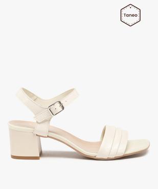 Sandales femme à talon dessus plissé en cuir – Taneo vue1 - TANEO - GEMO