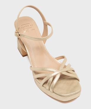 Sandales à talon haut, patin et fines brides dorées femme - Follow Me vue5 - FOLLOW ME - GEMO