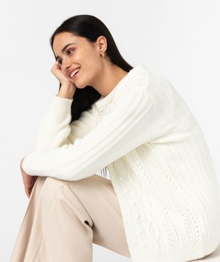 Gilet en maille porté ouvert femme vue1 - GEMO(FEMME PAP) - GEMO