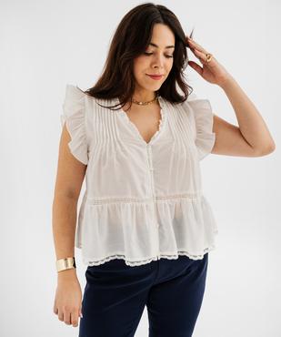 Blouse sans manches avec volants et broderies femme grande taille vue1 - GEMO (G TAILLE) - GEMO