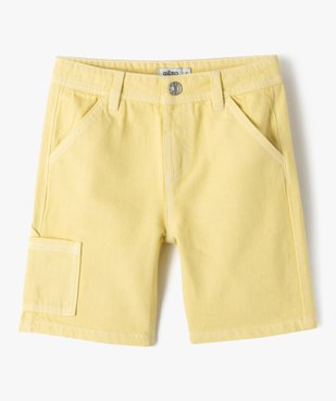 Bermuda en jean coloré à poche latérale garçon vue1 - GEMO 4G GARCON - GEMO