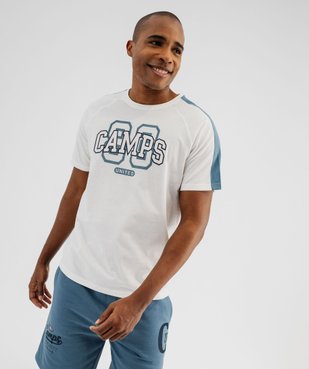 Tee-shirt manches courtes bicolore avec inscription homme - Camps United vue1 - CAMPS - GEMO