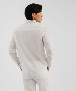 Chemise à manches longues en lin et coton coupe regular homme vue3 - GEMO 4G HOMME - GEMO