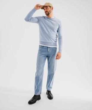 Jean straight en denim de coton stretch délavé homme vue6 - GEMO 4G HOMME - GEMO