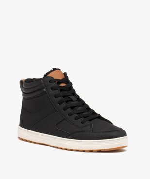 Baskets homme mid-cut dessus uni avec col matelassé et intérieur Sherpa vue3 - GEMO (CASUAL) - GEMO