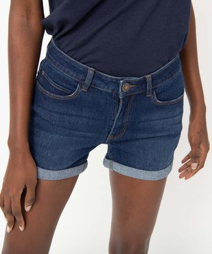 Short en jean avec revers cousus femme vue4 - GEMO 4G FEMME - GEMO