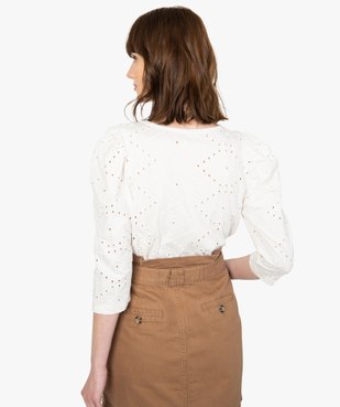 Tee-shirt femme en broderie anglaise avec manches bouffantes vue3 - GEMO(FEMME PAP) - GEMO