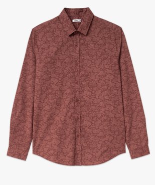 Chemise manches longues coupe droite en coton fleuri homme vue4 - GEMO (HOMME) - GEMO