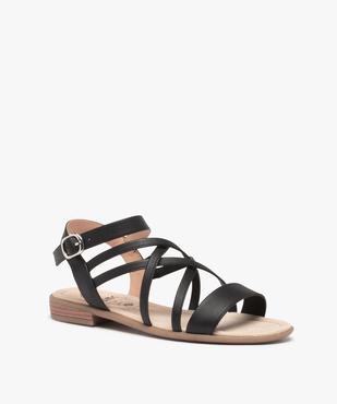 Nu-pieds femme à talon plat et fines brides unies Coupe spéciale pied large vue2 - GEMO (CASUAL) - GEMO