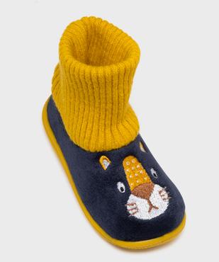 Chaussons en velours à tige chaussette montante bébé garçon vue5 - GEMO 4G BEBE - GEMO