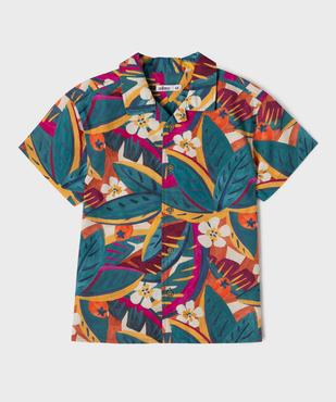 Chemise à manches courtes en coton texturé et imprimé garçon vue1 - GEMO (ENFANT) - GEMO