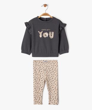 Ensemble 2 pièces sweat et legging bébé fille vue2 - GEMO 4G BEBE - GEMO