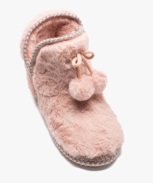 Chaussons femme boots en fourrure imitation et passementerie vue5 - GEMO(HOMWR FEM) - GEMO