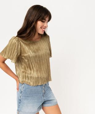 Blouse à manches courtes en maille gaufrée scintillante femme vue1 - GEMO(FEMME PAP) - GEMO
