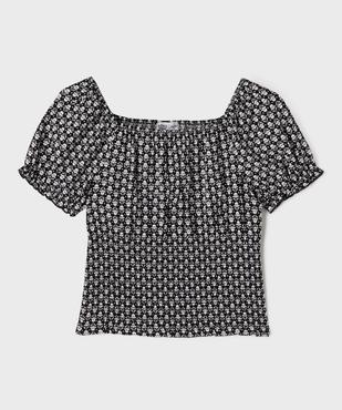 Blouse manche scourtes à taille smockée imprimé fleuri fille vue1 - GEMO 4G FILLE - GEMO