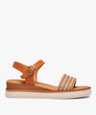 Sandales femme unies à talon compensé et bride à strass vue2 - GEMO (CASUAL) - GEMO