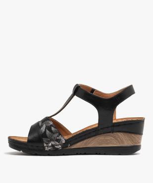 Sandales confort à talon compensé fermeture scratch femme vue3 - G'FLEX - GEMO