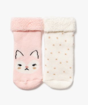 Bottons en coton avec intérieur bouclette bébé fille (lot de 2) vue1 - GEMO 4G BEBE - GEMO