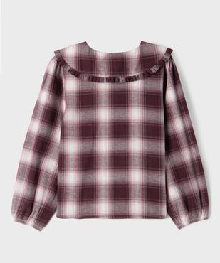Chemise manches longues à carreaux et grand col Claudine fille vue3 - GEMO (ENFANT) - GEMO