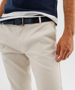 Pantalon chino en coton stretch avec ceinture tressée homme vue2 - GEMO 4G HOMME - GEMO